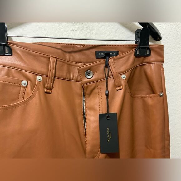 Rag & Bone Casey Cropped Faux Leather Bootcut Trousers NWT - Picture 6 of 13